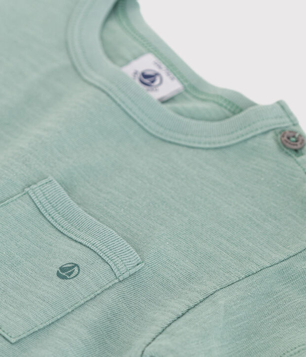 Kurz&auml;rmeliges Baby-T-Shirt aus einfarbiger Baumwolle gr&uuml;n