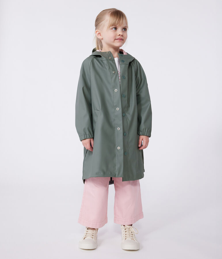 Kinder-Regenjacke mit zwei Farben gr&uuml;n/rosa