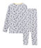 Rippstrick-Pyjama grau POUSSIERE/weiss MULTICO