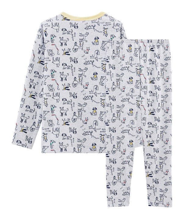 Rippstrick-Pyjama grau/vielfarbig