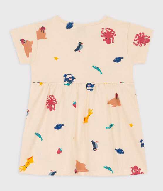 Kurzärmeliges Baby-Kleid aus bedrucktem Jersey weiss AVALANCHE/ MULTICO