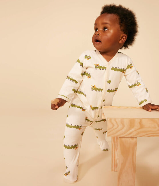 Baby-Strampler aus Baumwolle mit Tier-Printmotiv weiss AVALANCHE/ MULTICO