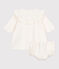 Baby-Festtagskleid aus besticktem Fein-Cord mit dazu passendem Bloomer naturfarben MILK