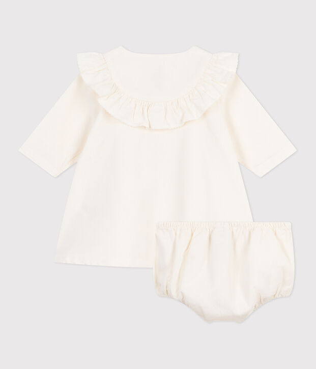 Baby-Festtagskleid aus besticktem Fein-Cord mit dazu passendem Bloomer MILK