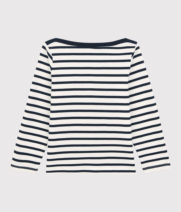 Kinder-Streifenshirt aus Baumwolle f&uuml;r M&auml;dchen / Jungen weiss/blau