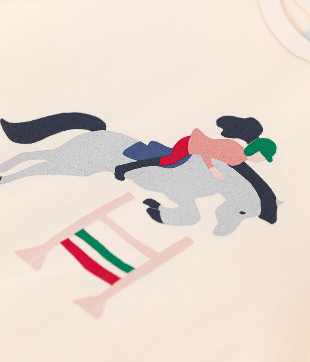 Kurz&auml;rmeliges Kinder-T-Shirt aus Jersey f&uuml;r M&auml;dchen naturfarben