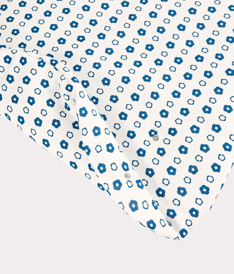 Baby-Schlafsack aus Bio-Baumwolle mit blauem Blumenmuster im Retro-Look weiss MARSHMALLOW/ MALLARD