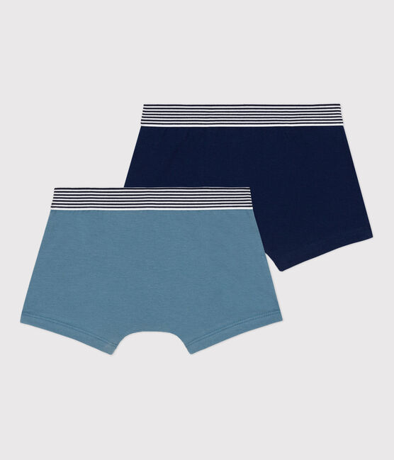 2er-Set einfarbige Boxershorts aus Baumwolle und Elastan für Jungen variante 1