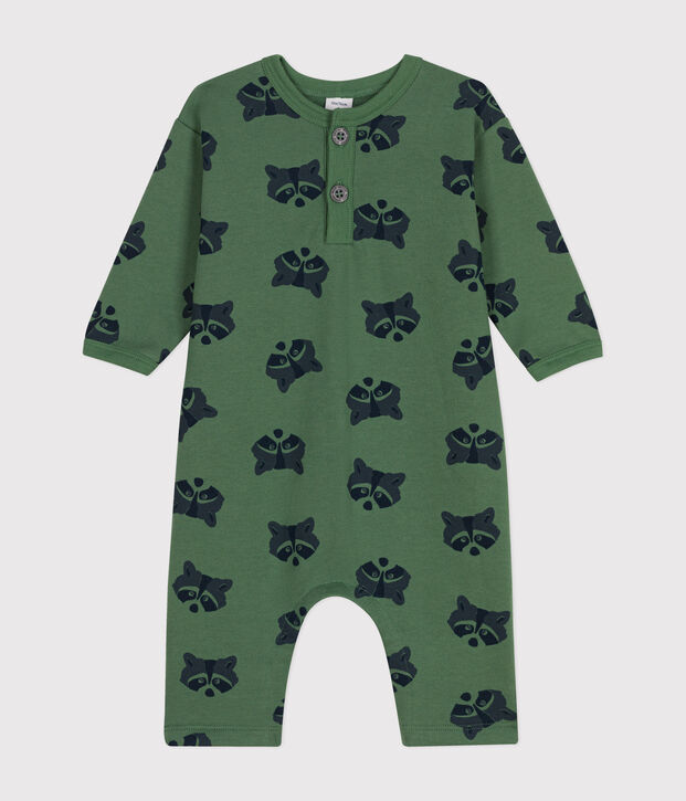Langer Baby-Overall aus Molton gr&uuml;n/vielfarbig