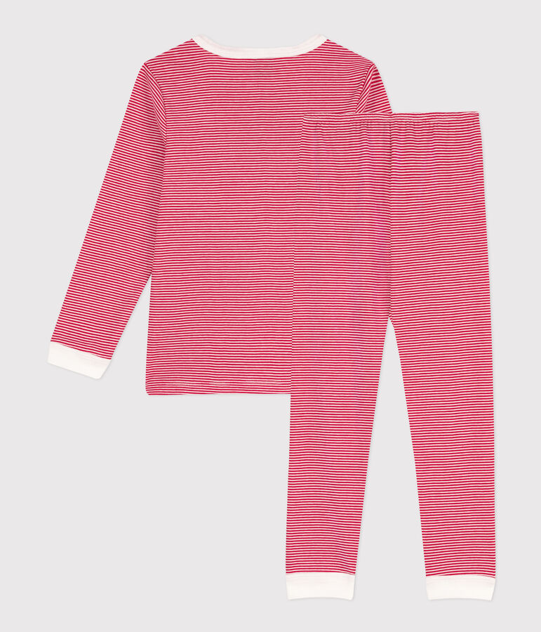 Kinderpyjama aus Baumwolle mit Ringelstreifen rot/weiss