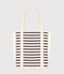 Damen-Tote Bag mit Streifen aus Leinenstoff blau MARSHMALLOW/ SOIR