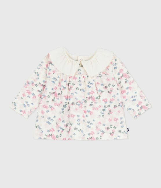 Langärmelige Baby-Bluse aus Baumwolle mit Blumenmuster MILK/ MULTICO