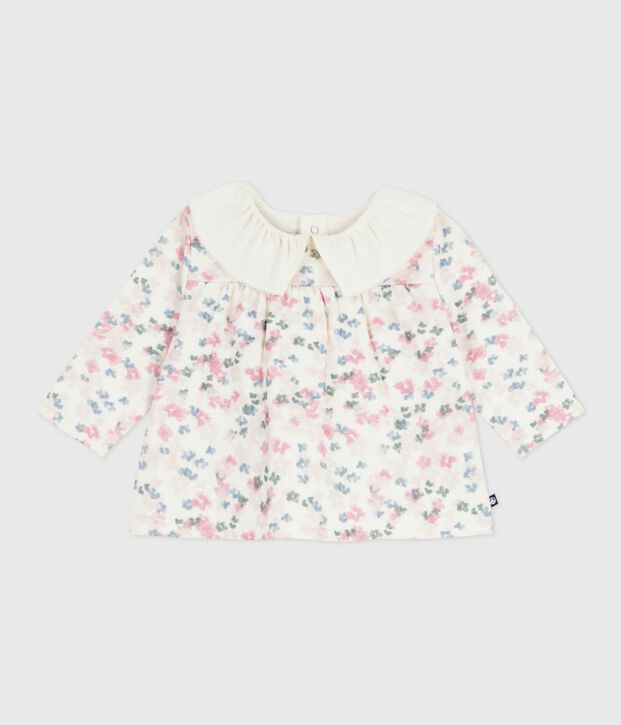 Lang&auml;rmelige Baby-Bluse aus Baumwolle mit Blumenmuster naturfarben/vielfarbig