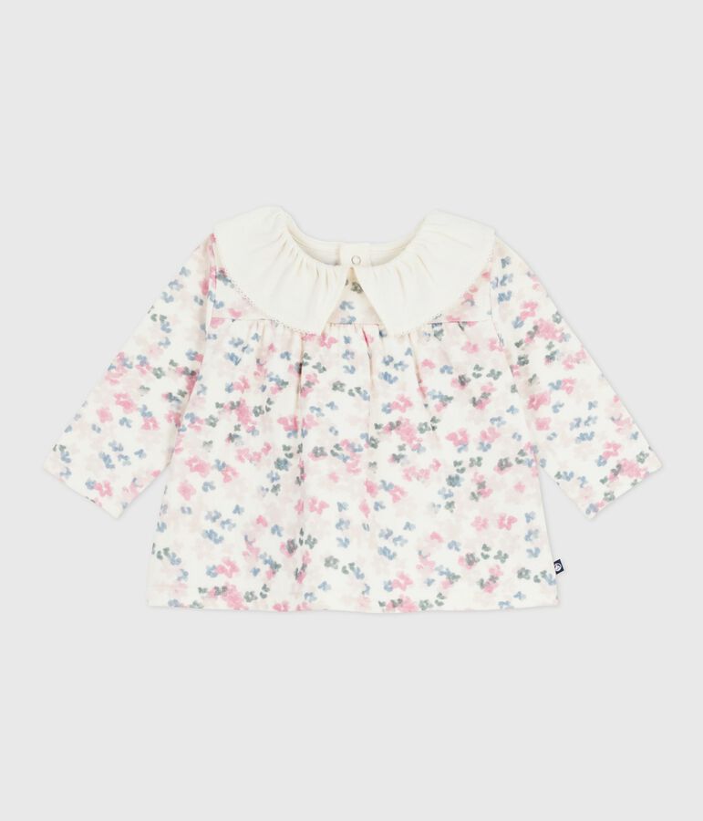 Lang&auml;rmelige Baby-Bluse aus Baumwolle mit Blumenmuster naturfarben/vielfarbig
