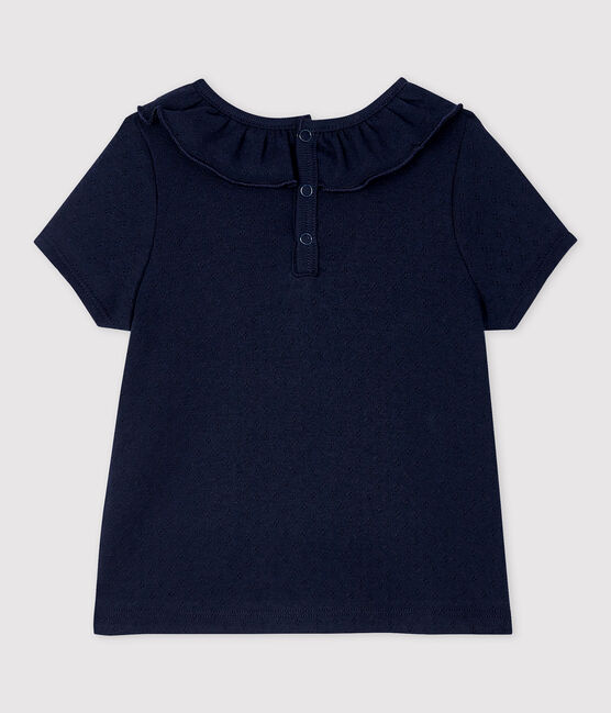 Kurzärmelige Baby-Bluse aus Baumwolle für Mädchen blau SMOKING