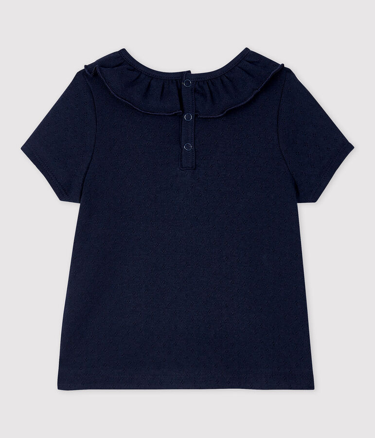 Kurz&auml;rmelige Baby-Bluse aus Baumwolle f&uuml;r M&auml;dchen blau