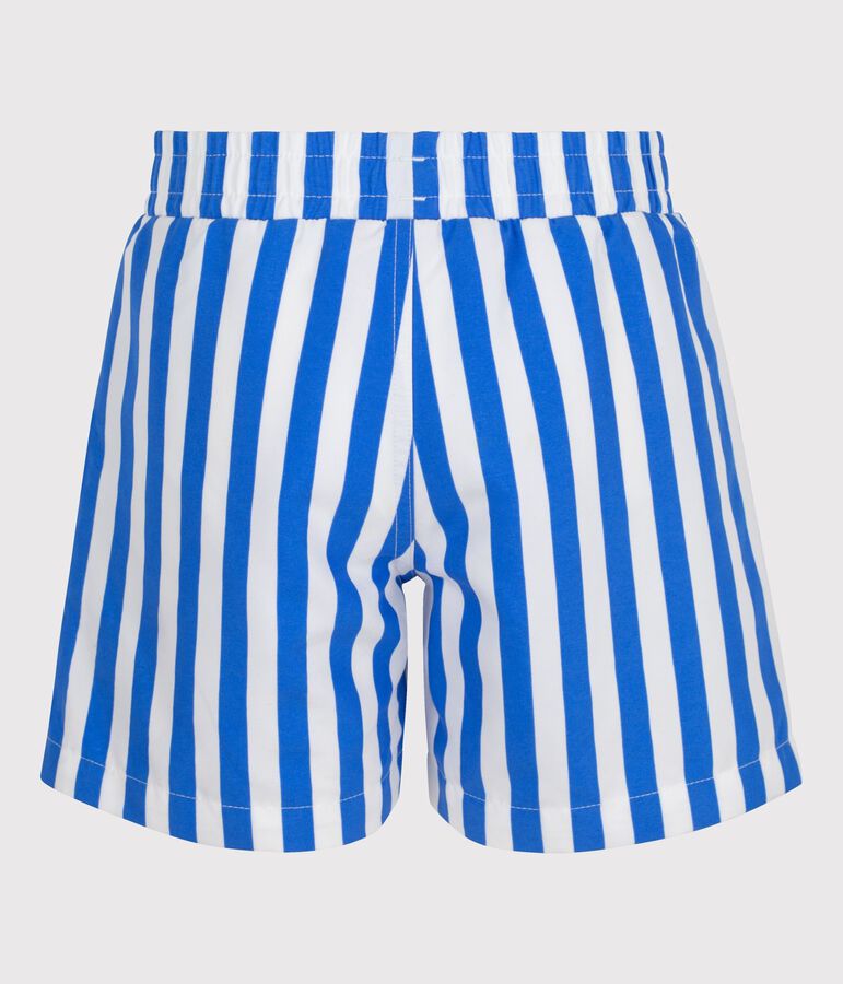 Kinder-Badeshorts mit Streifen DELPHINIUM/ MARSHMALLOW