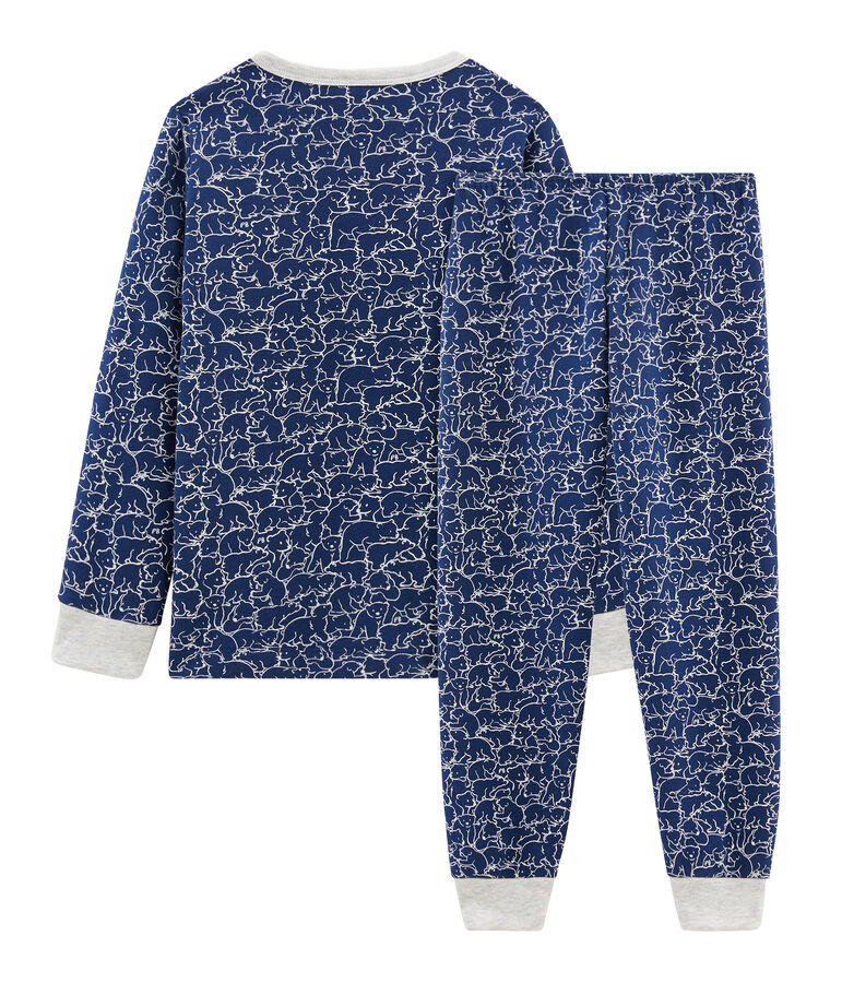 Molton-Pyjama f&uuml;r kleine Jungen blau/weiss