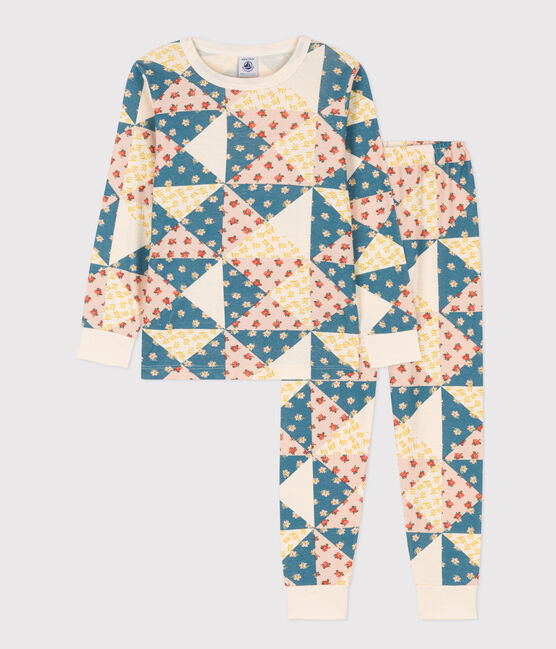 Kinderpyjama aus Baumwolle mit Patchworkmuster für Mädchen weiss AVALANCHE/ MULTICO