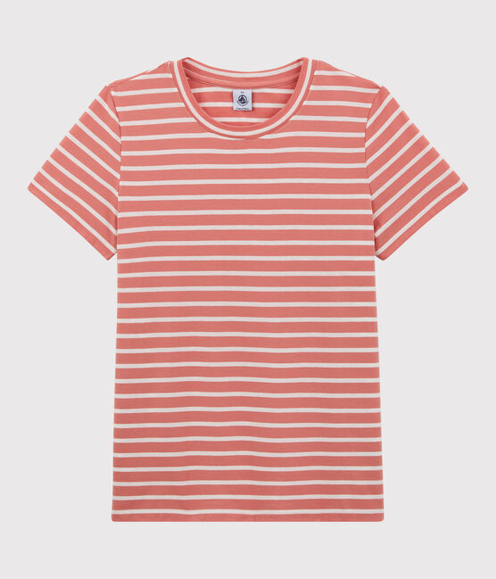 T-Shirt DAS GERADE mit Rundhalsausschnitt aus Bio-Baumwolle für Damen rosa PAPAYE/ MARSHMALLOW