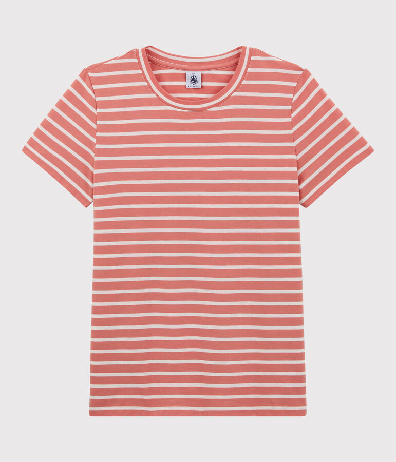 T-Shirt DAS GERADE mit Rundhalsausschnitt aus Bio-Baumwolle f&uuml;r Damen rosa PAPAYE/ MARSHMALLOW