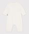 Baby-Overall aus einfarbigem Woll- und Baumwollstrick weiss