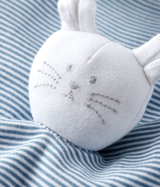 Katoenen knuffelkonijn voor baby's blau ACIER/weiss MARSHMALLOW