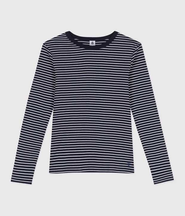 Damen-T-Shirt L'Iconique aus Baumwolle mit Streifen blau/weiss