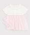 Kurz&auml;rmeliges Baby-Kleid aus zwei Stoffen rosa/rosa