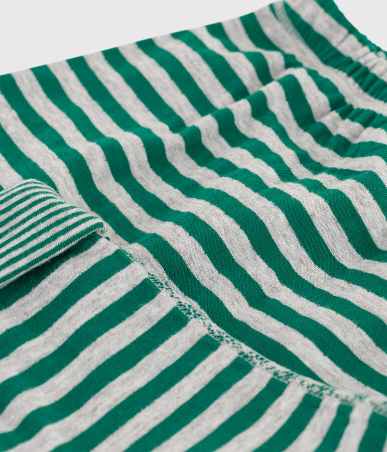 Gestreifte Baby-Hose aus Doppeljersey gr&uuml;n/grau