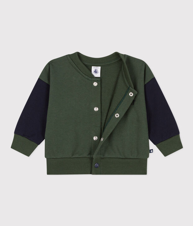 Baby College-Jacke aus Molton. gr&uuml;n/blau