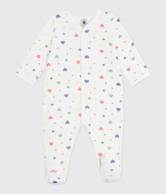 Strampler aus Nicki mit Herzmotiv weiss MARSHMALLOW/weiss MULTICO