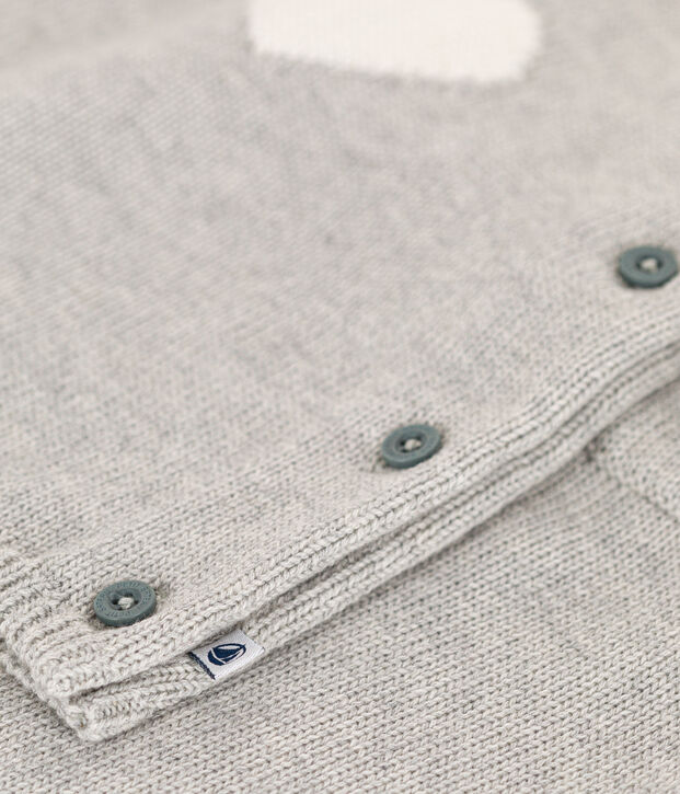 Baby-Set aus Wolle und Baumwolle mit Herzmotiv grau/weiss