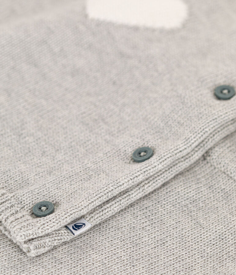 Baby-Set aus Wolle und Baumwolle mit Herzmotiv grau BELUGA/weiss MARSHMALLOW