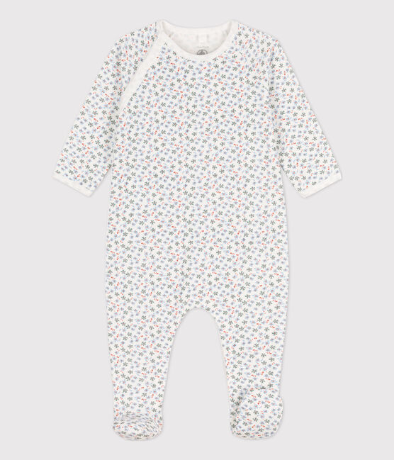 Bedruckter Baby-Strampler aus Molton weiss MARSHMALLOW/weiss MULTICO