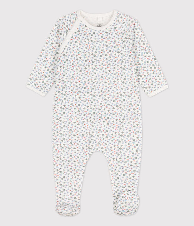 Bedruckter Baby-Strampler aus Molton weiss/vielfarbig