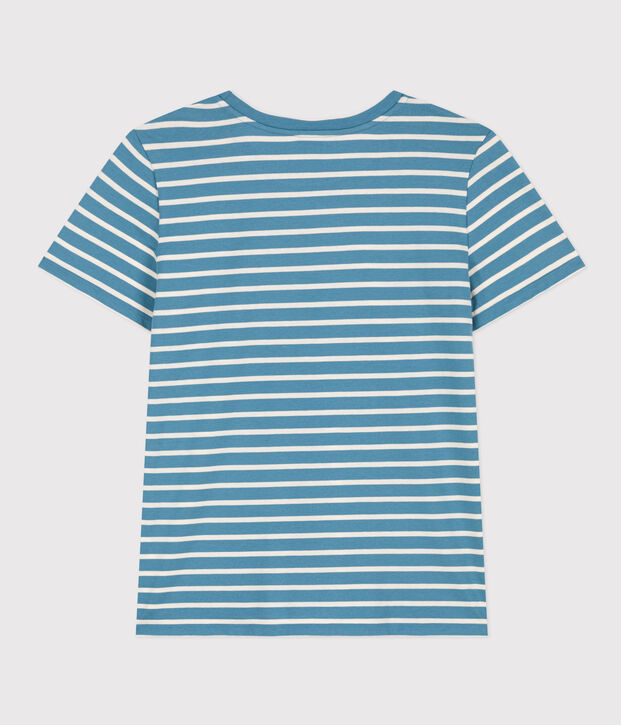 T-Shirt LE DROIT aus Baumwolle mit Rundhalsausschnitt blau/naturfarben