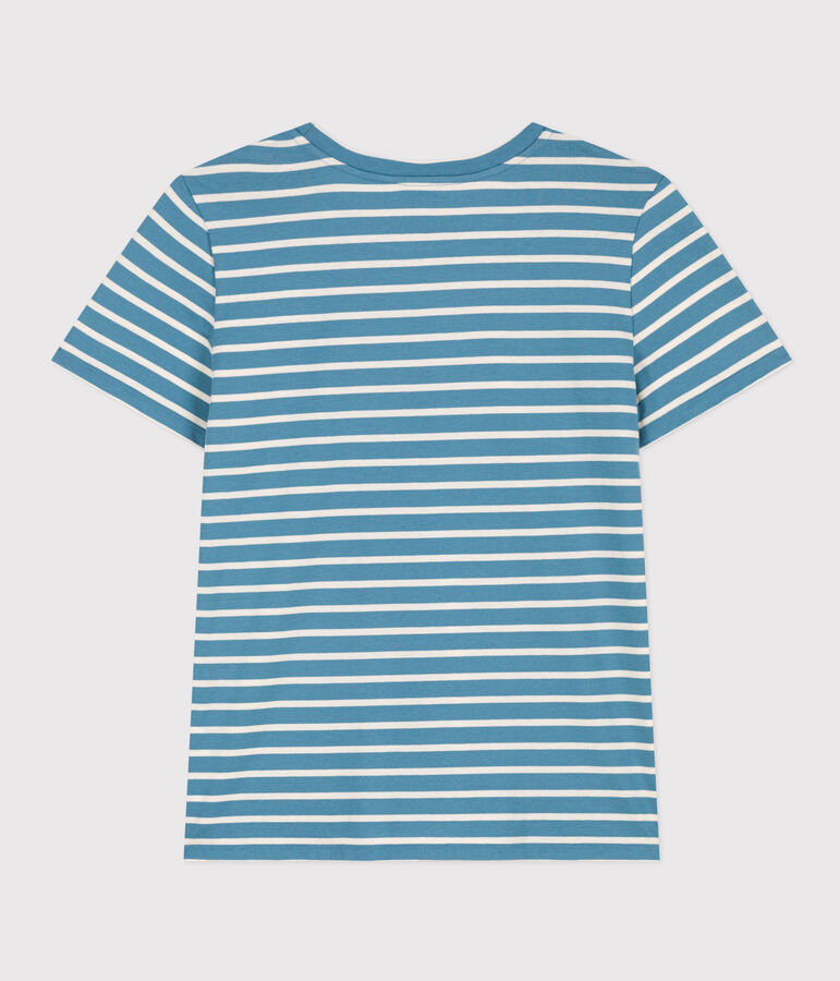 T-Shirt LE DROIT aus Baumwolle mit Rundhalsausschnitt blau/naturfarben
