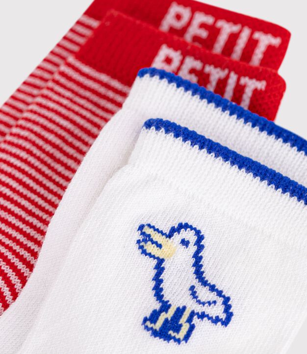 2 Paar Baby-Socken aus Baumwolle mit M&ouml;wenmotiv und Streifen vielfarbig