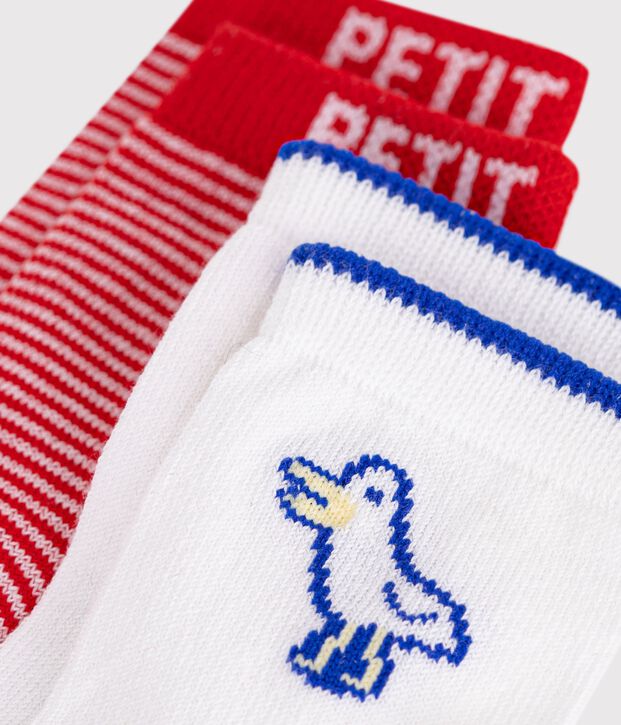 2 Paar Baby-Socken aus Baumwolle mit M&ouml;wenmotiv und Streifen vielfarbig