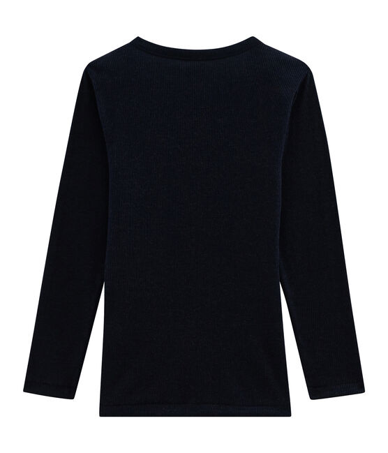 Langärmliges T-Shirt aus Baumwolle-Wolle-Seide-Gemisch für Kinder blau SMOKING