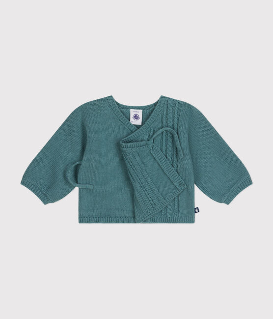 Baby-Cardigan aus Wolle und Baumwolle grün PAUL