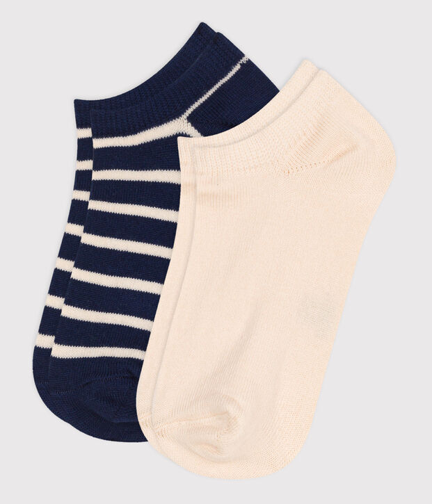 2 Paar gestreifte Kindersocken aus Baumwolle vielfarbig