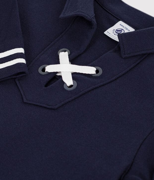 Lang&auml;rmeliges Kinder-Kleid aus einfarbiger Baumwolle SMOKING