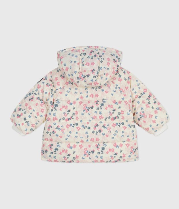 Baby-Daunenjacke mit Blumendruck und abnehmbarer Kapuze naturfarben/vielfarbig