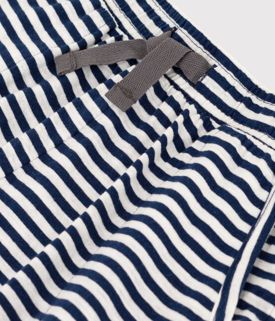 Gestreifte Kindershorts aus geflammtem Jersey für Mädchen blau MEDIEVAL/weiss MARSHMALLOW