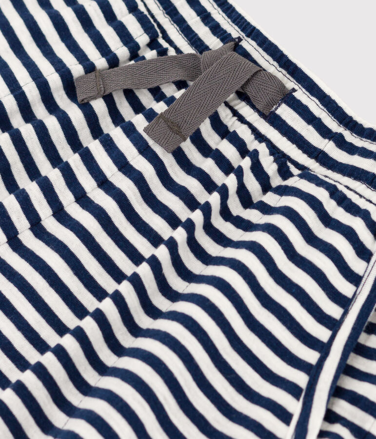 Gestreifte Kindershorts aus geflammtem Jersey f&uuml;r M&auml;dchen blau/weiss