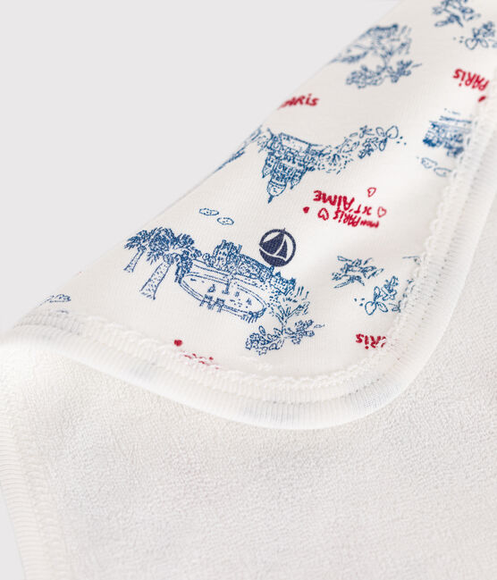 Baby-Waschlappen aus Baumwolle und Frottee mit Paris-Motiv weiss MARSHMALLOW/weiss MULTICO