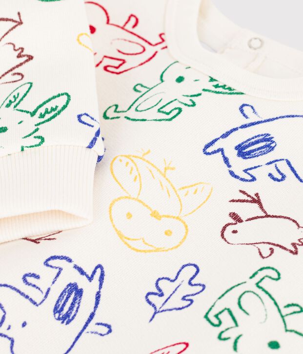 Baby-Sweatshirt aus Baumwolle mit Tiermotiv naturfarben/vielfarbig