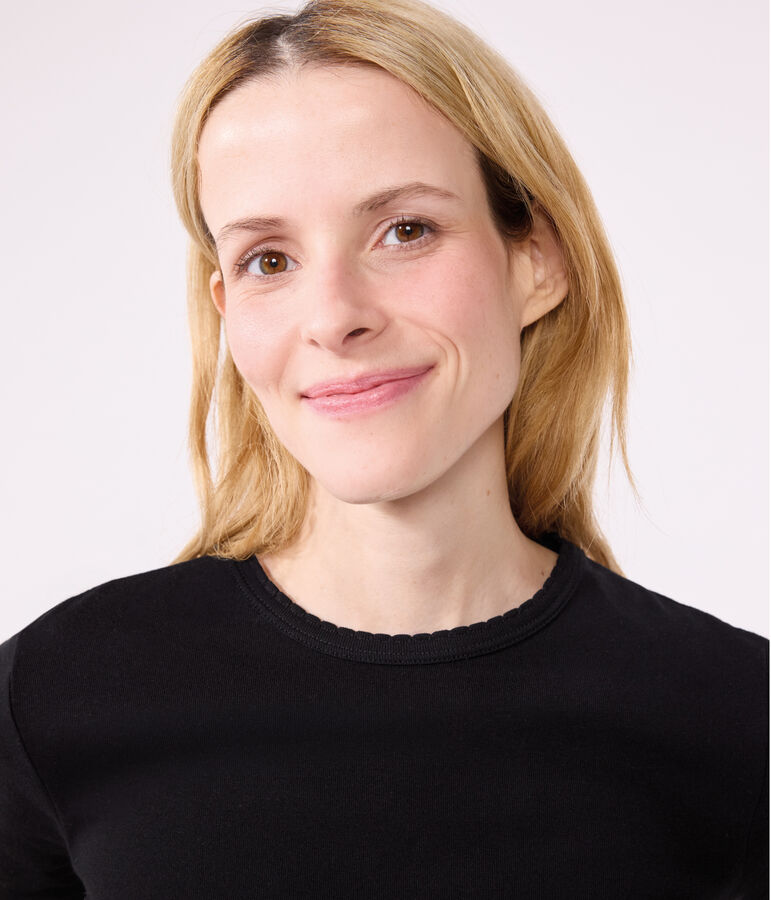 Damen-T-Shirt L&rsquo;ICONIQUE aus Baumwolle mit M&auml;usez&auml;hnchen schwarz